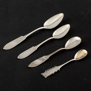 Seventeen silver spoons, mostly model "Tornedal", Oskar Strömbergs efterträdare, Haparanda, around the mid 20th century.