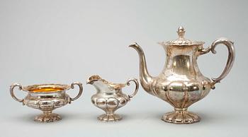 KAFFESERVIS, 3 delar, silver, Auran Kultaseppä, Åbo 1947. Tot. vikt 1096g.