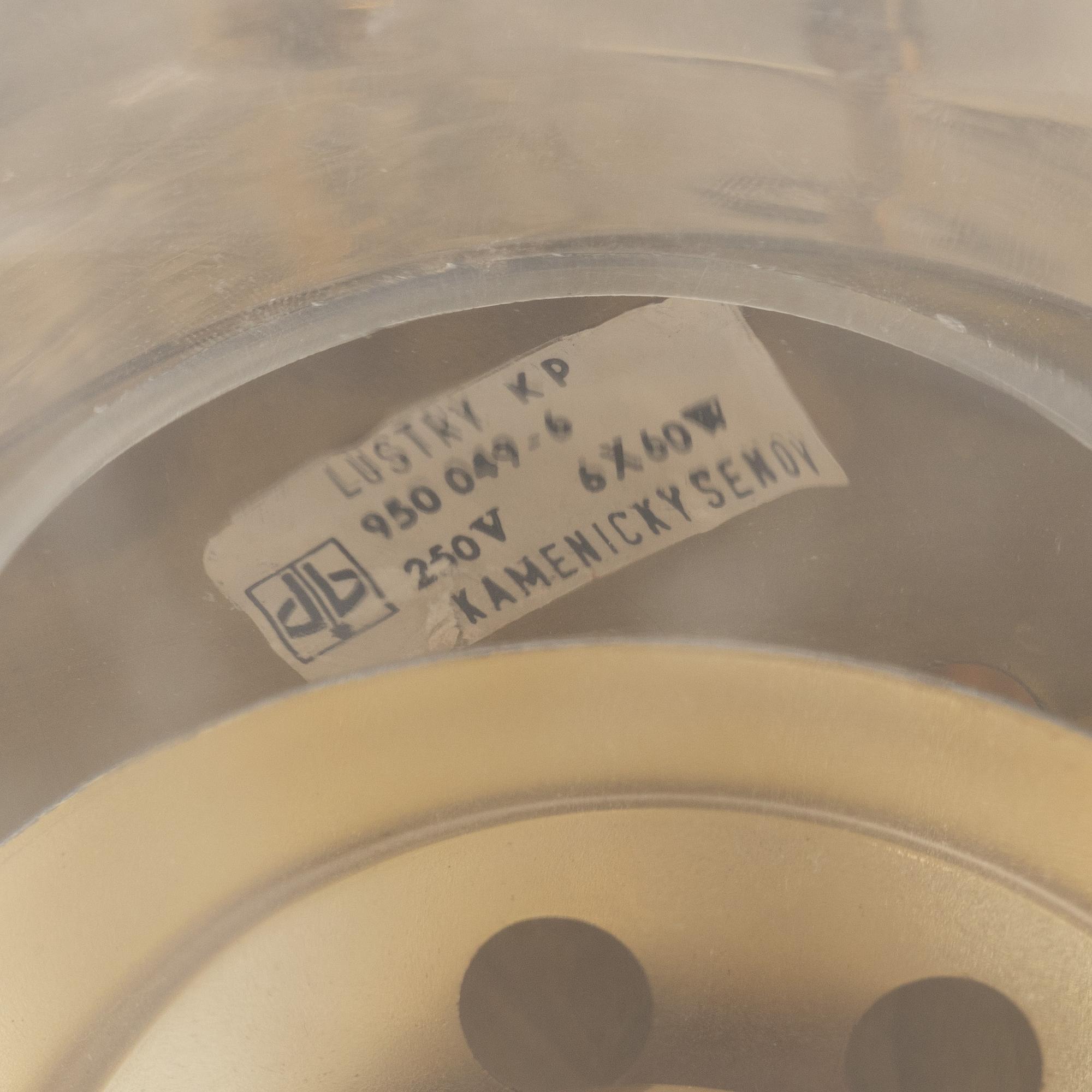 Lustry Kamenicky Senov, a brass and glass ceiling lamp, Czech Republic, second half of the 20th century.