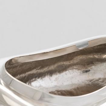 Sugar bowl and spoon, silver and enamel, the bowl by Anita Sarlin. Tillander, Helsinki, 1950.
