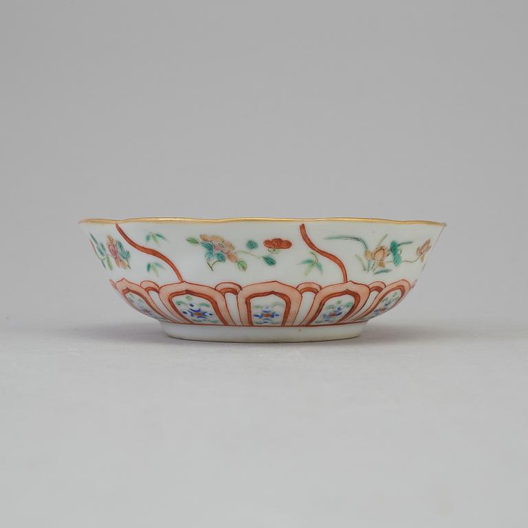 A Chinese 20th century famille rose porcelain dish, with Daoguangs seal to the base.