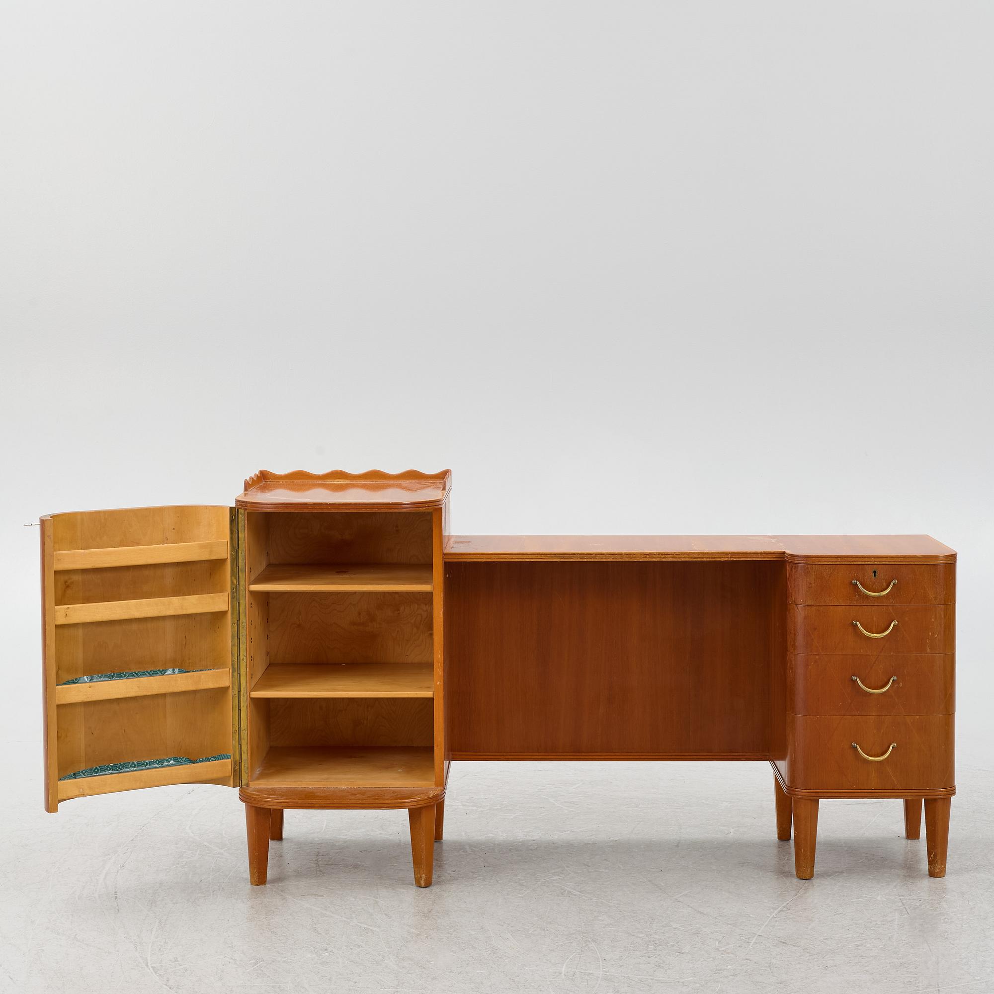 A dressing table with stool and mirror, Stil & Form Arkitektkontor för Möbler o. Inredningar, Stockholm, 1944.