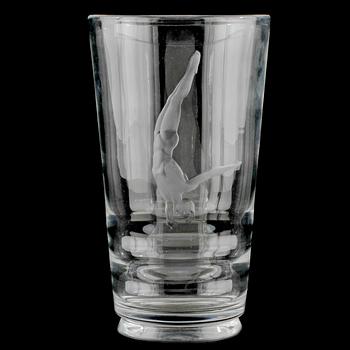 VAS, glas, Vicke Lindstrand, Orrefors, signerad och otydligt märkt, 1900-talets andra kvartal.