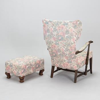 Carl Gustaf Hiort af Ornäs, nojatuoli, "Tohtori", Hiort Tuote Puunveisto, ja rahi, 1940-luku.