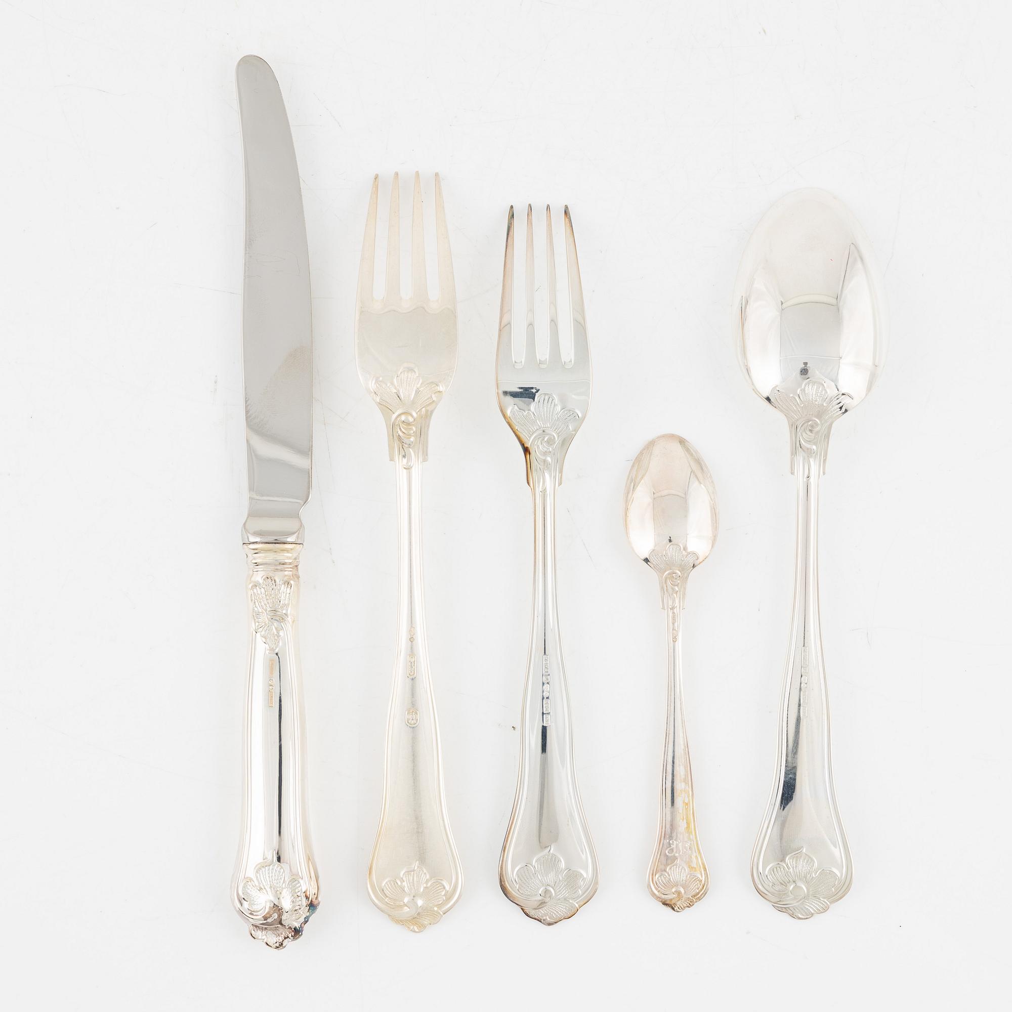 A Swedish Silver Cutlery, model 'Sachsisk' including mark of Mema, Lidköping 1993 (24 pieces).