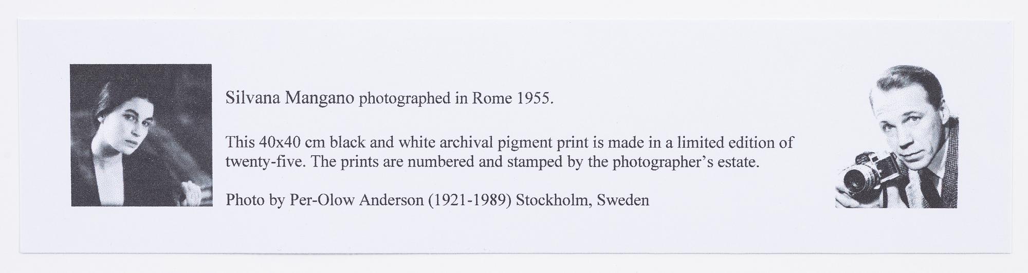 Per-Olow Anderson, "Silvana Mangano photographed in Rome 1955".