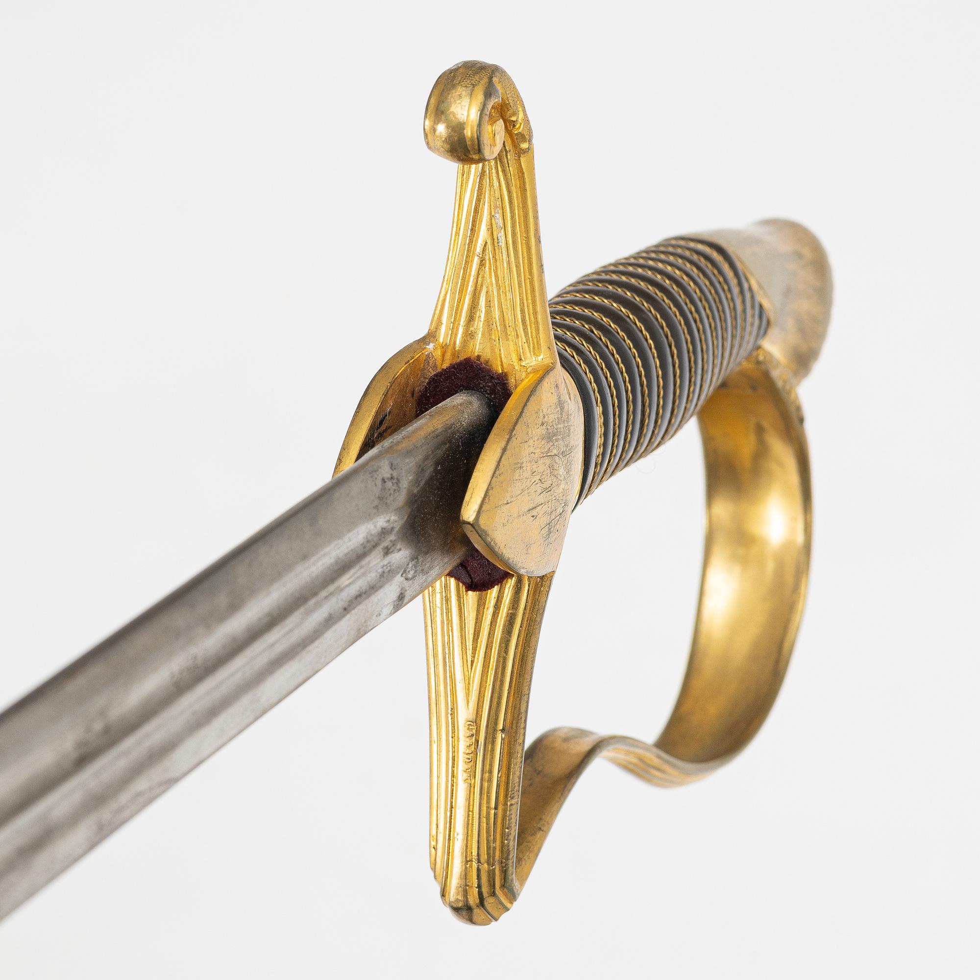 Sabre, Swedish, m/1891 for an officer in the supply corps, with scabbard.