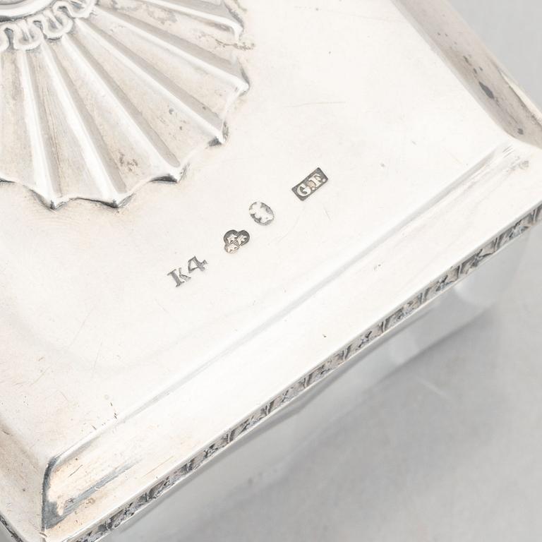 A Swedish silver brush and box, mark of Gustaf Theodor Folcker, Stockholm 1837-1840.