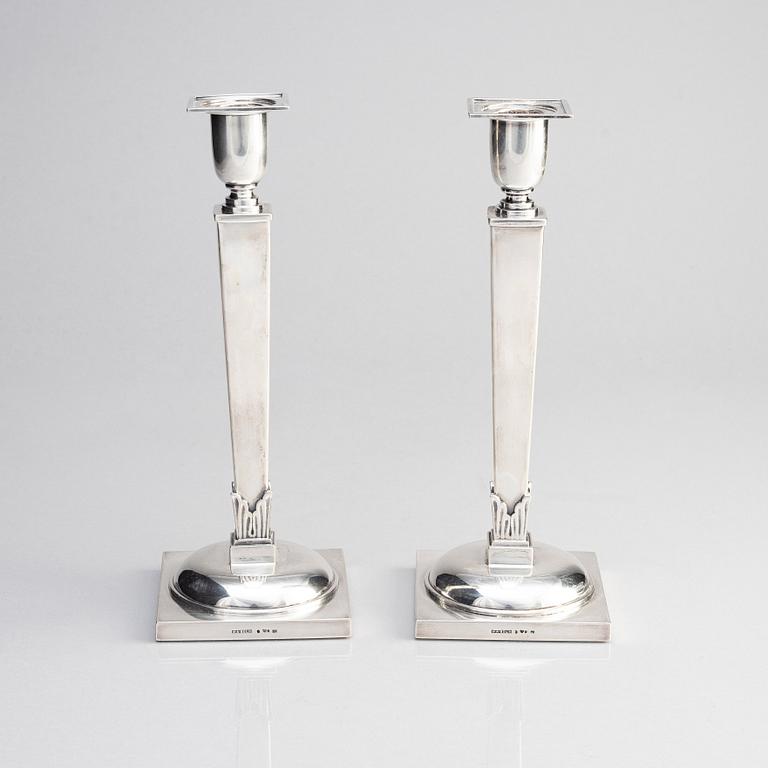 W.A. Bolin, a pair of silver candlesticks, Stockholm 1957.