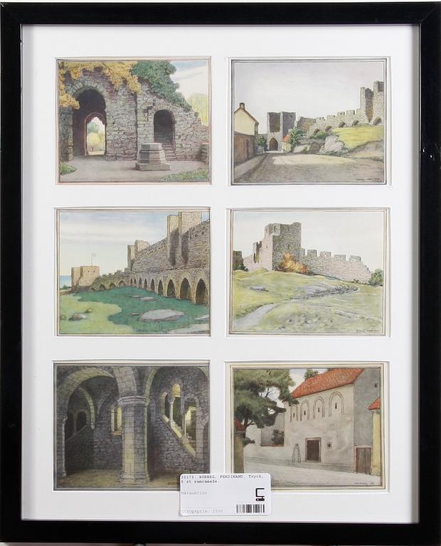 BOBERG, FERDINAND. Tryck, 6 st, samramade .