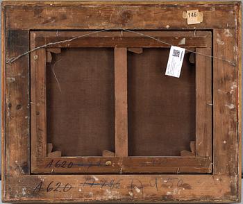 JACQUES FOUQUIÈRES Hans krets, Bergslandskap med jägare vid vattendrag.