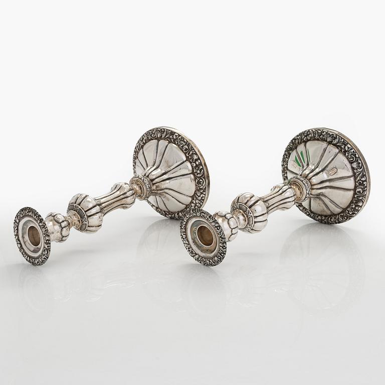 A pair of silver candelabras, a pair, Belgium 1831-1868.