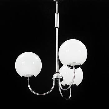 An art déco-style crome ceiling light, late 20th century.