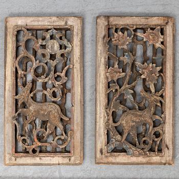 DEKORFÖREMÅL, 7 delar, trä. Kina, 1900-tal.