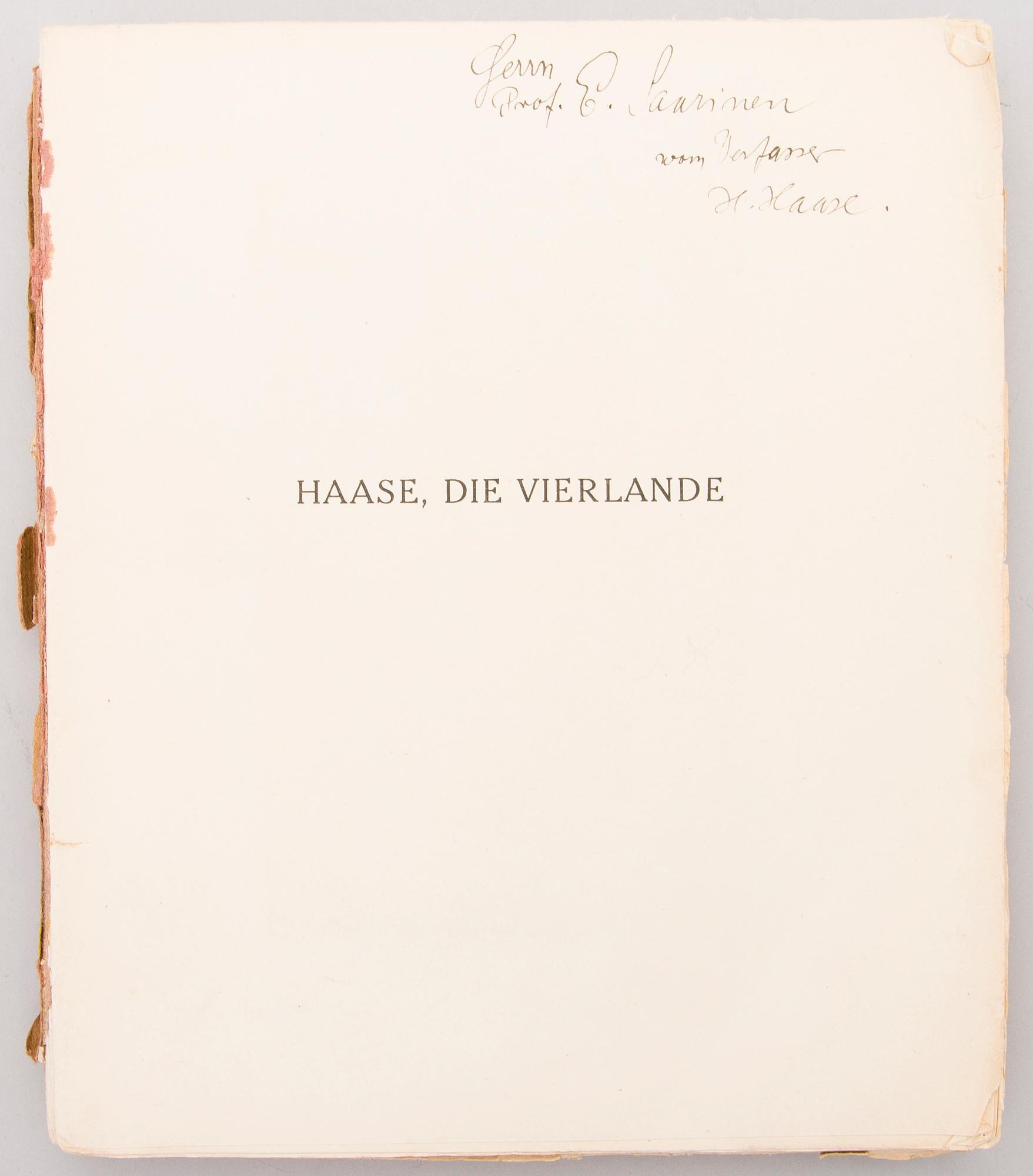 Four books of which two with Loja och Eliel Saarinen's Ex-Libris by Erik O.W. Ehrström, two given as gifts to Saarinen.