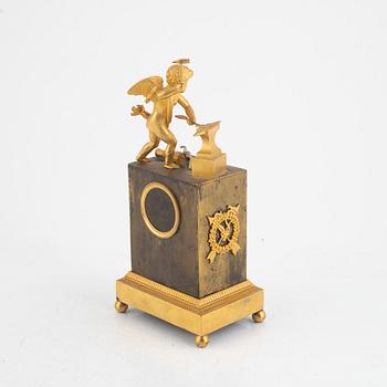 A late Gustavian ormolu and patinated bronze mantel clock by A. Bourdillon (watchmaker in Stockgolm 1761-99).