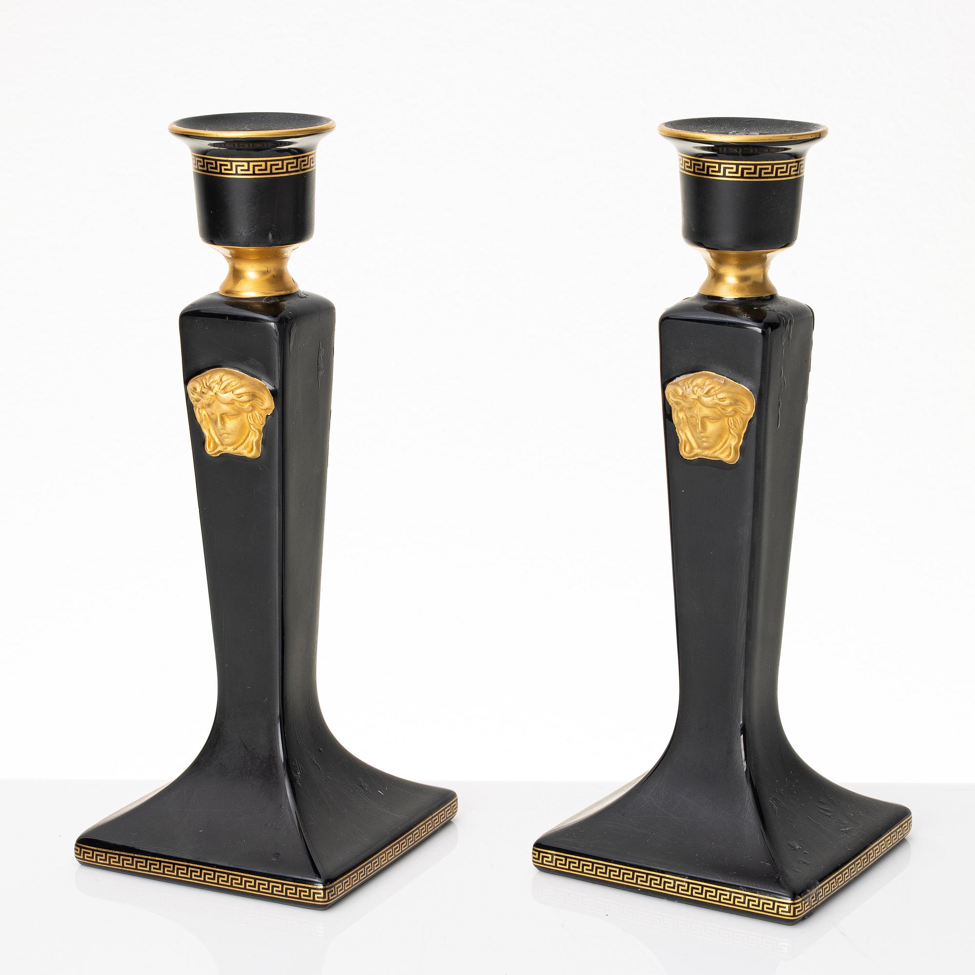 Ljusstakar, ett par, porslin, "Gorgona", Rosenthal för Versace.