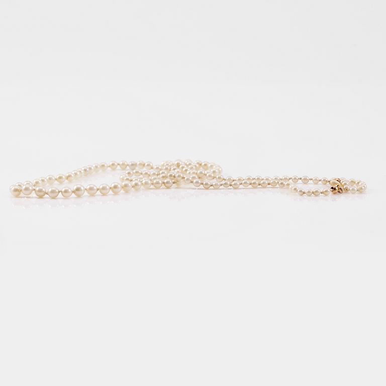 COLLIER, orientpärlor, lås 18K guld.