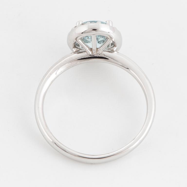 Aquamarine and brilliant-cut diamond ring.