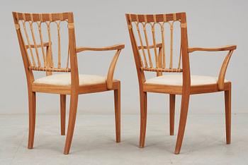 A pair of Josef Frank mahogany chairs, Svenskt Tenn, model 1165.