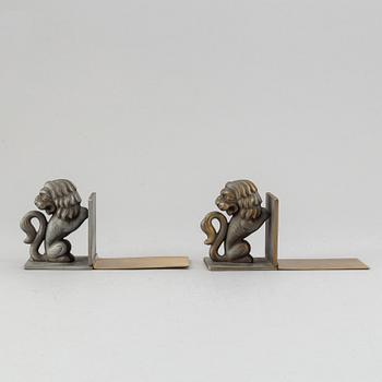 A pair of brass book ends, Stjärnmetall, 1930's.