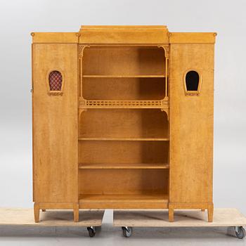 A birch veneered book case/wardrobe, 1930's/40's.