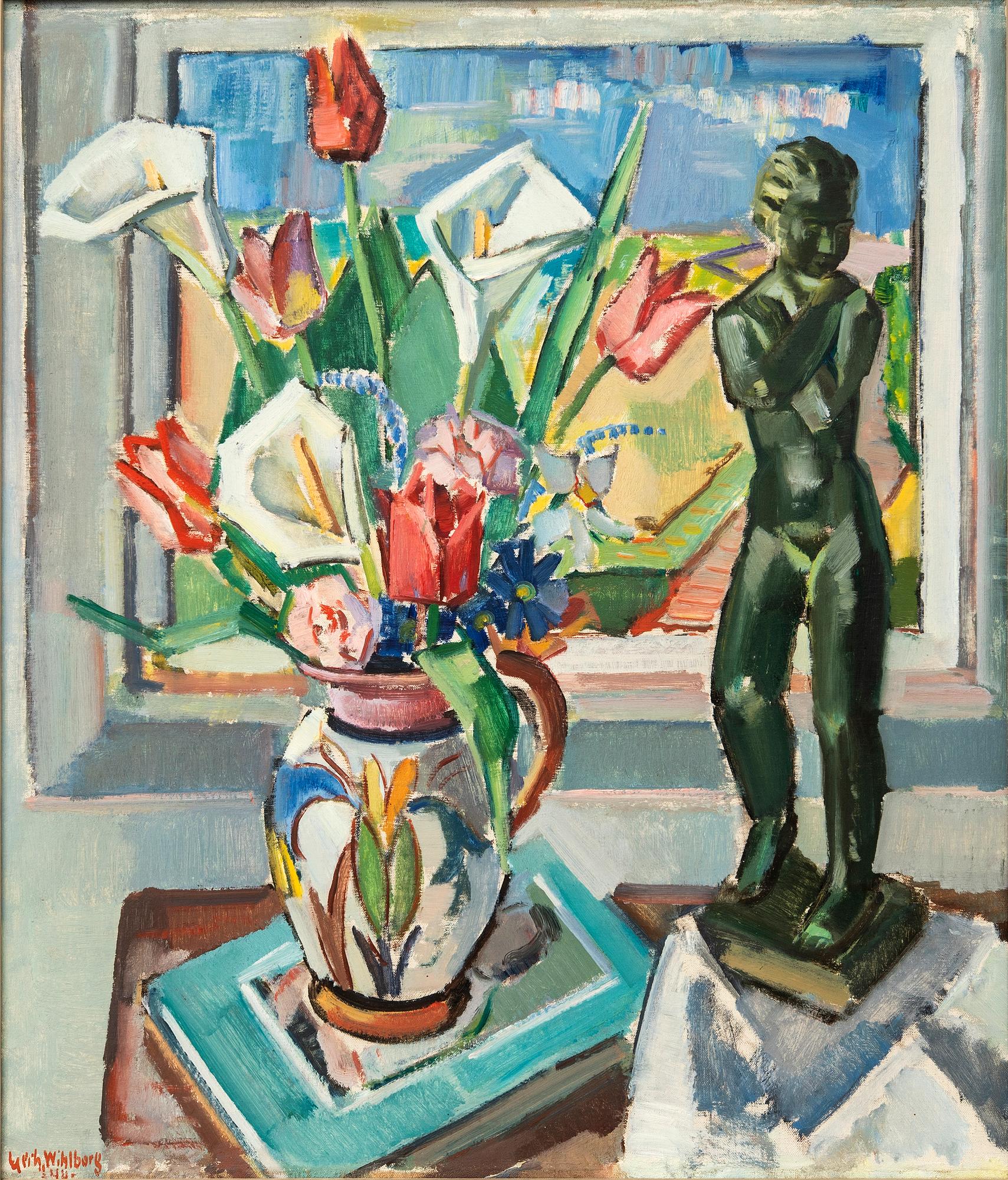 Gerhard Wihlborg, "Spring Flowers and Figurine".