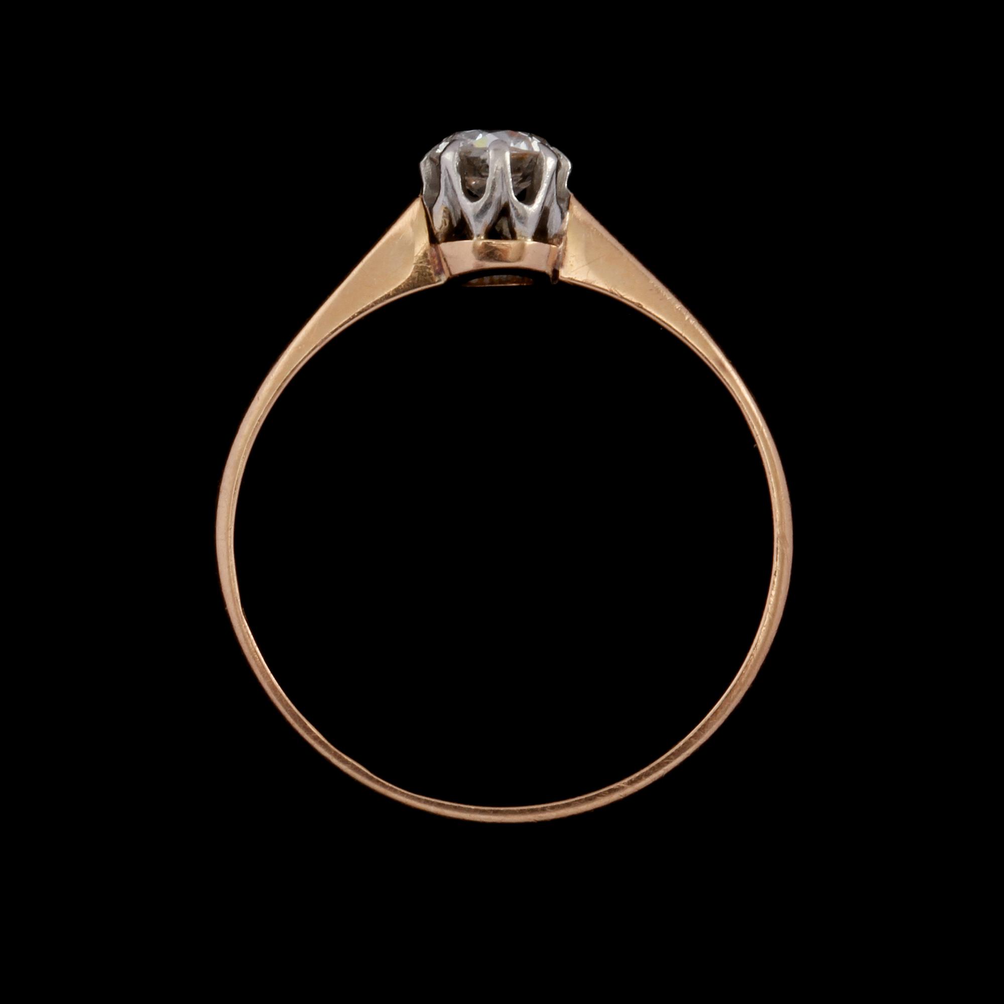 RING, 18k guld med äldre briljantslipad diamant, ca 0.20 ct, H Karefelt, Stockholm, 1926. Vikt 2 g.