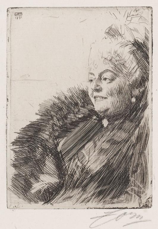 Anders Zorn, ANDERS ZORN, etching, (I state of II), signed with pencil.