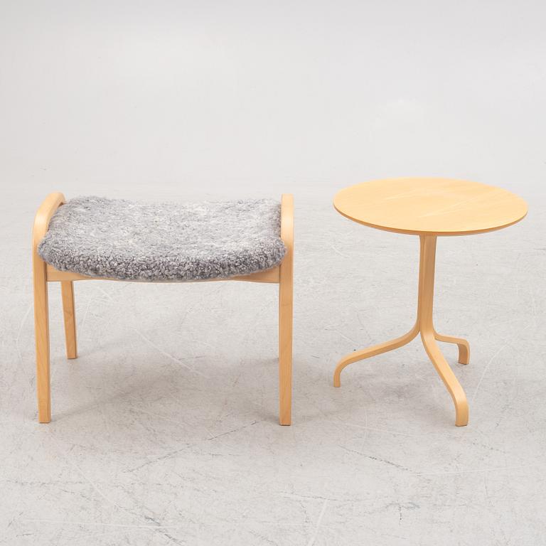 Yngve Ekström, a "Lamino" side table and an "Lamino" ottoman, Swedese, Sweden, 2007.