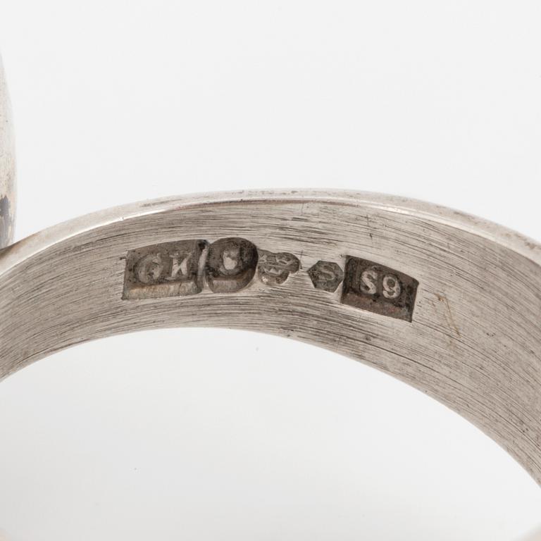 GE-KÅ SMYCKEN, a silver and moonstone ring from Stockholm, 1968.