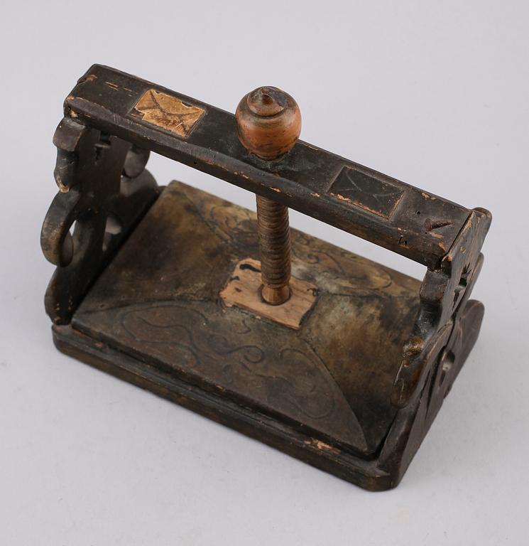 BREVPRESS, trä, 1800-talets andra hälft.