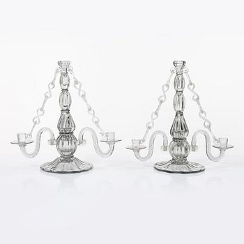 Elis Bergh, a pair of candelabra, Strömbergshyttan, 1940s.
