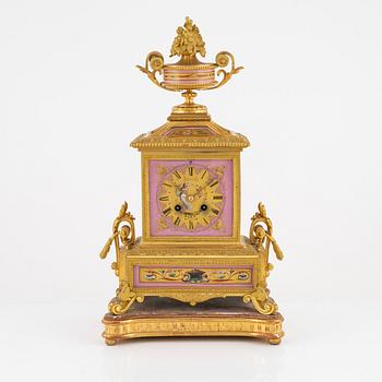 A Louis XVI style mantle clock, late 19th century.