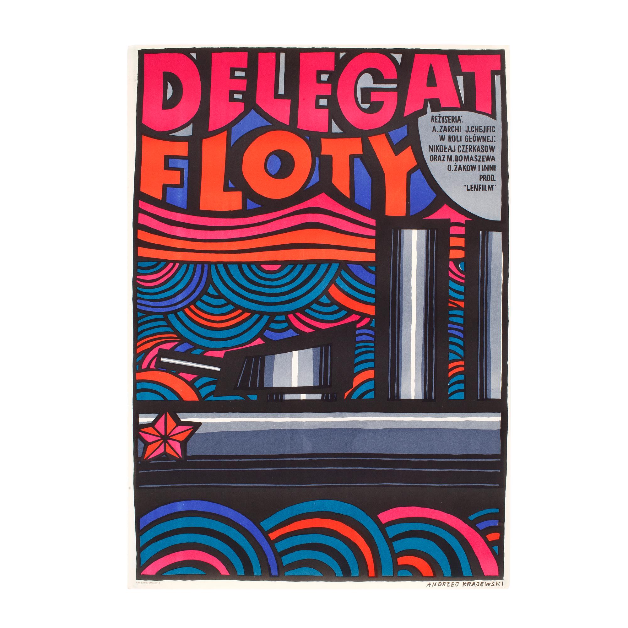 ANDRZEJ KRAJEWSKI, 1933, affisch, offset, "Delegat floty" signerad i trycket, 1968.