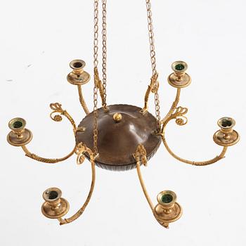 A late Gustavian early 19th century six-light hanging-lamp.