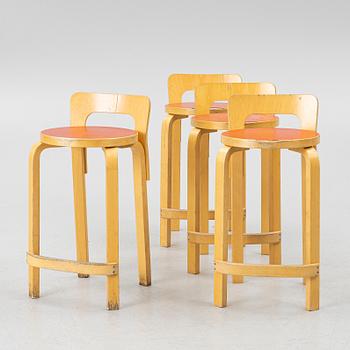Alvar Aalto, four 'K65' bar stools, Artek, Finland, 2002.