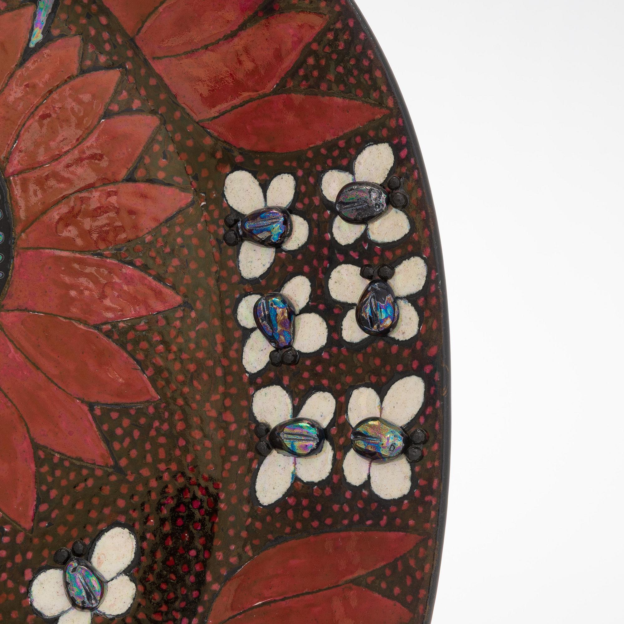 Birger Kaipiainen, dekorationsfat, stengods, signerat Kaipiainen Arabia Finland.