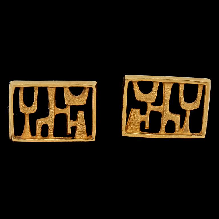 MANSCHETTKNAPPAR, 18k guld, Inger Robbert, Trosa, 1971. Vikt 19 g.