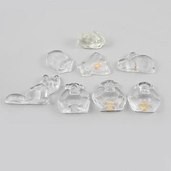 FIGURINER, 8 st, glas, Lisa Larson, Royal Krona och Skruf, 1900-talets fjärde kvartal.