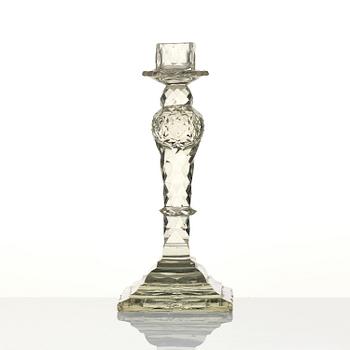 An Anglo-Irish cut glass candle stick, 18th century.