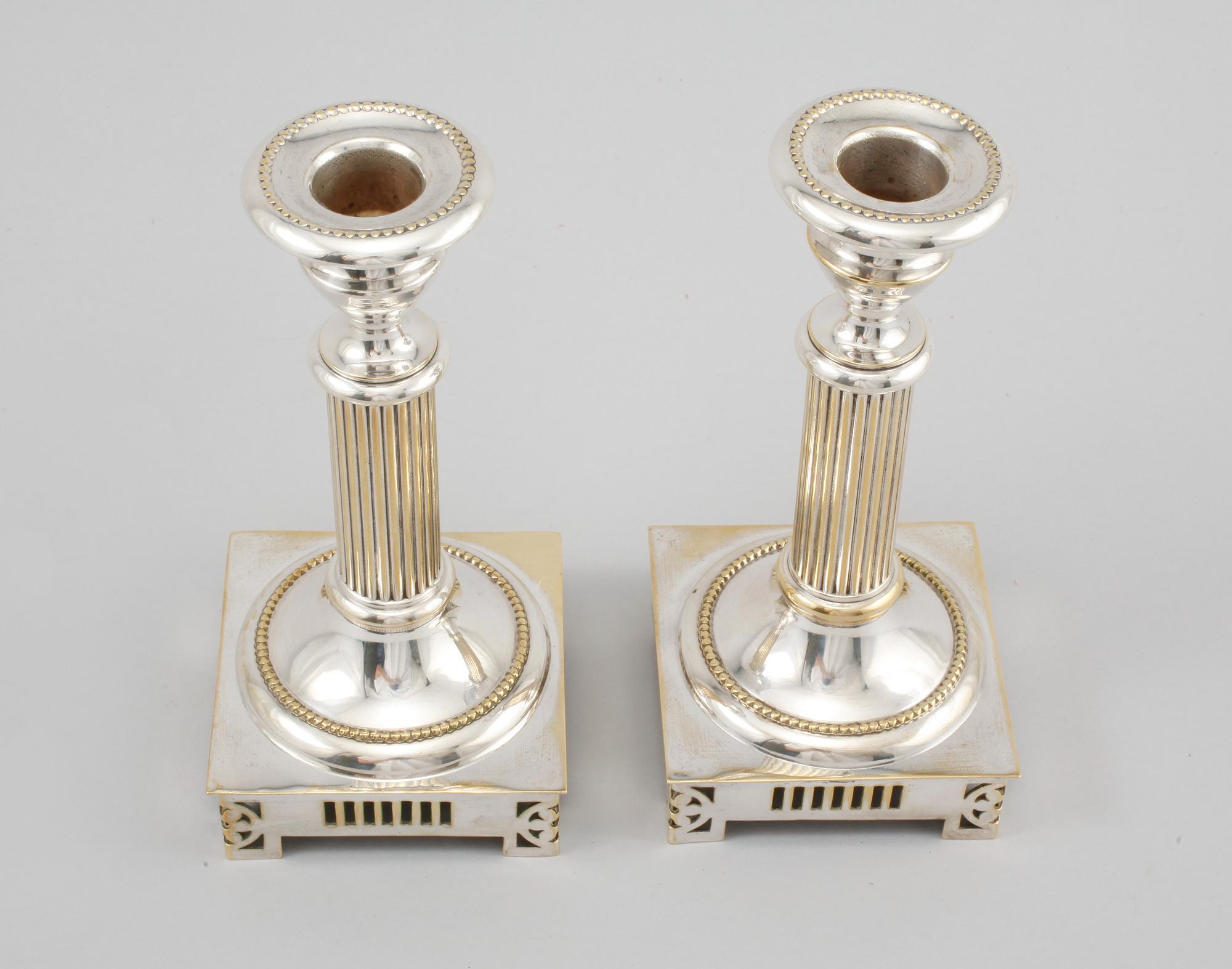 LJUSSTAKAR, nysilver, 1900-tal.