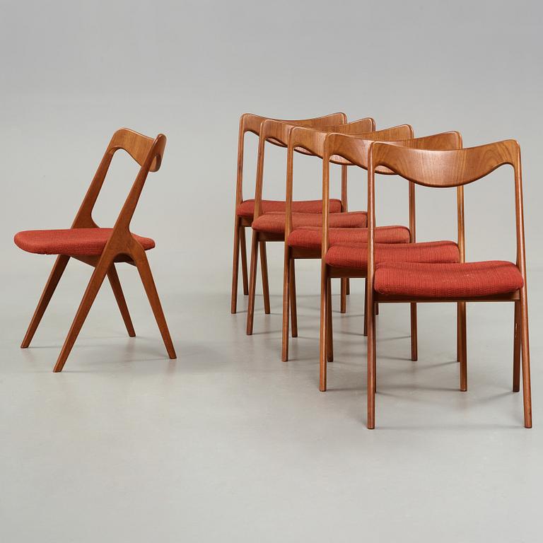 A set of six chairs by Albin Johansson & sons, Hyssna, 1950s/60s.