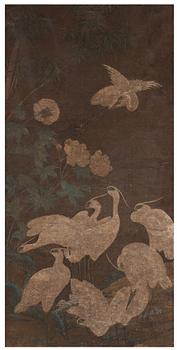 692. A Chinese painting, ink and colour on fabric, Qing dynasty (1664-1912).