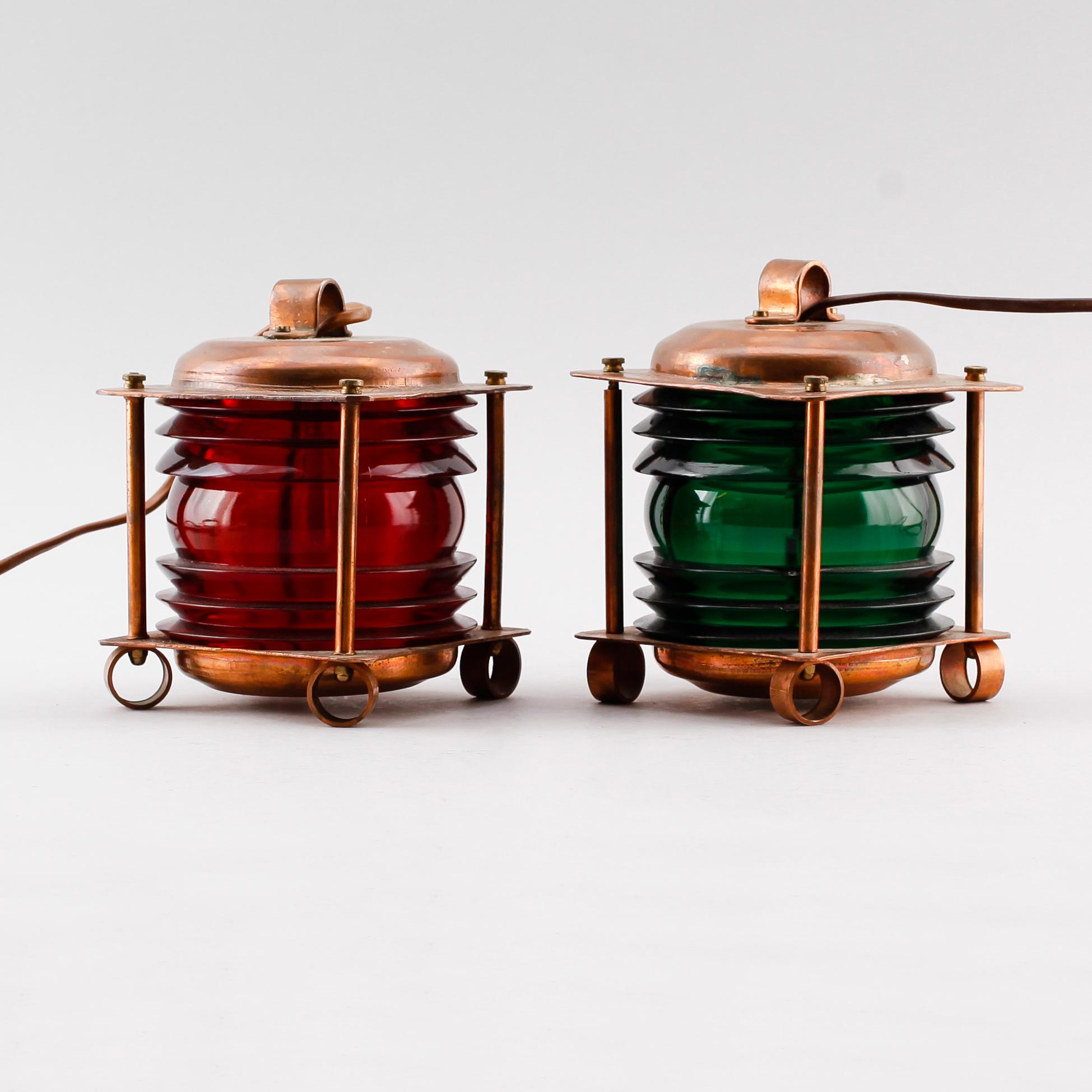 LANTERNOR, 2 st, koppar och glas, 1900-talets första hälft.
