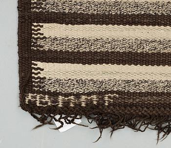 RUNNER. "Randig med tvist, brun". Rölakan  (flat weave). 221 x 78,5 cm. Signed AB MMF BN.