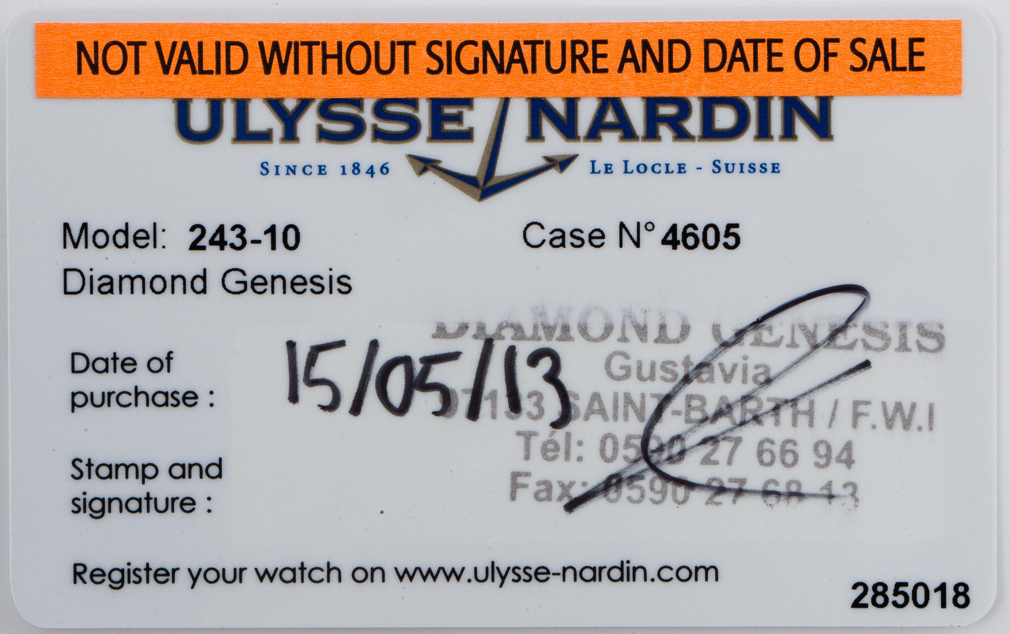 ULYSSE NARDIN, Executive Dual Time, armbandsur, 40 mm.