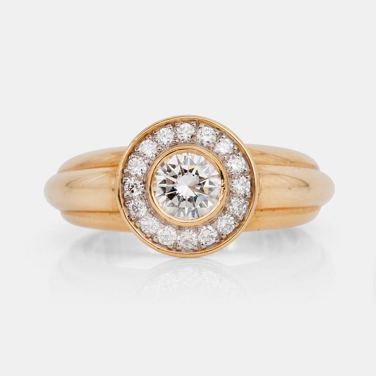 A brilliant-cut diamond ring. Total carat weight 0.84 ct according to engraving.