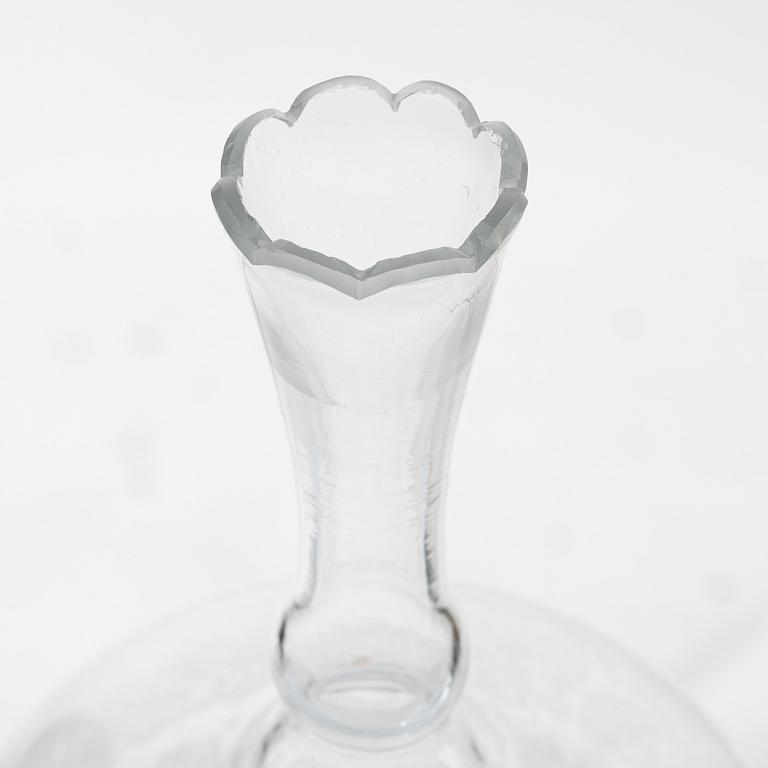 Carl Eldh, original drawings and an engraved glass decanter, Orrefors 1931.