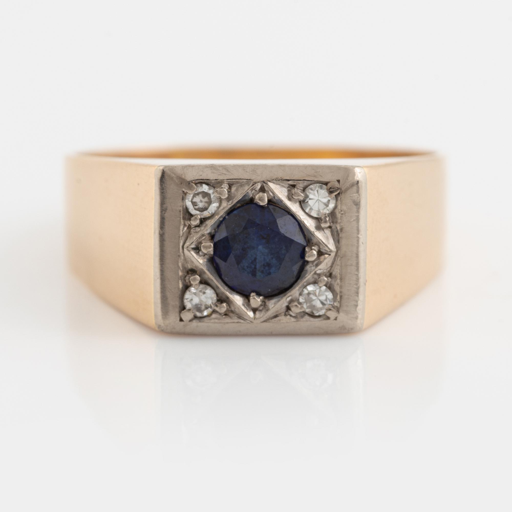 Sapphire and small diamond ring.